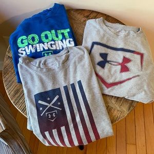 Boys - Set if 3 Under Armour baseball logo shirts
